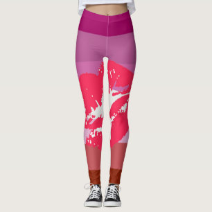 Lipstick Lesbian Pride Flag and Lips Leggings