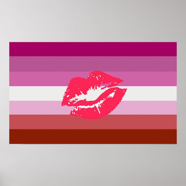 Lipstick Lesbian Pride Flag and Lips Poster (Front)