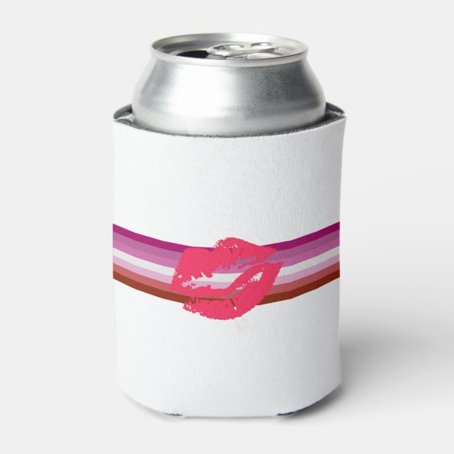 Lipstick Lesbian Pride Flag Can Cooler (Can Front)