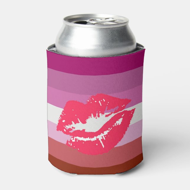 Lipstick Lesbian Pride Flag Can Cooler (Can Front)