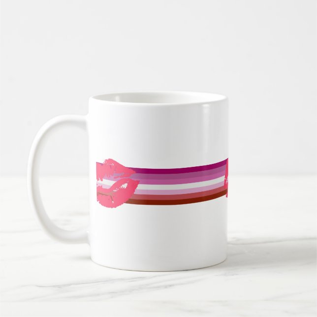 Lipstick Lesbian Pride Flag Coffee Mug (Left)