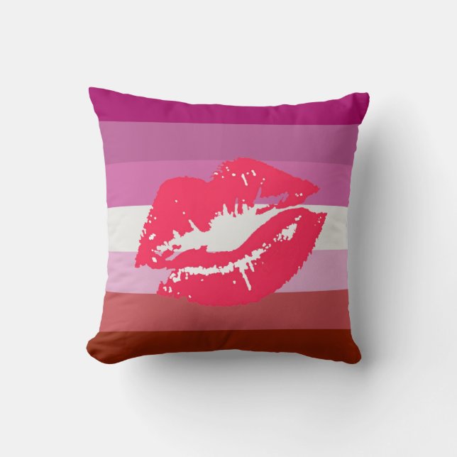 Lipstick Lesbian Pride Flag Cushion (Front)
