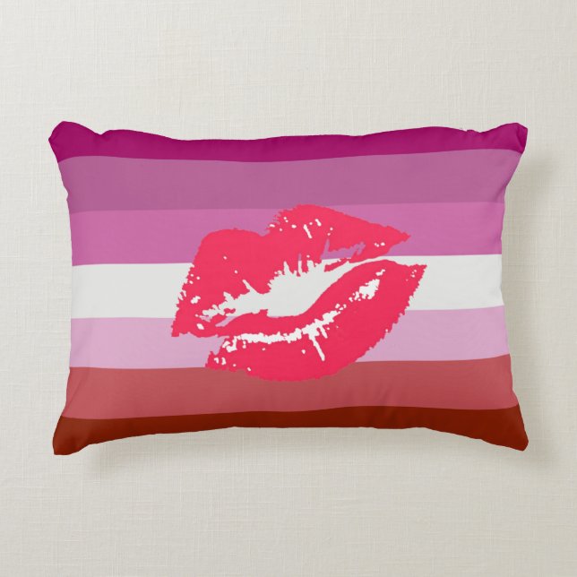 Lipstick Lesbian Pride Flag Decorative Cushion (Front)
