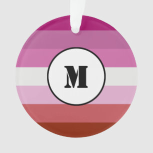 Lipstick lesbian pride flag design with monogram o ornament