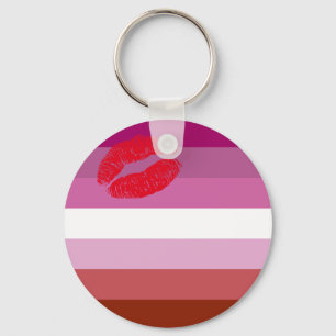 Lipstick Lesbian Pride Flag Key Ring