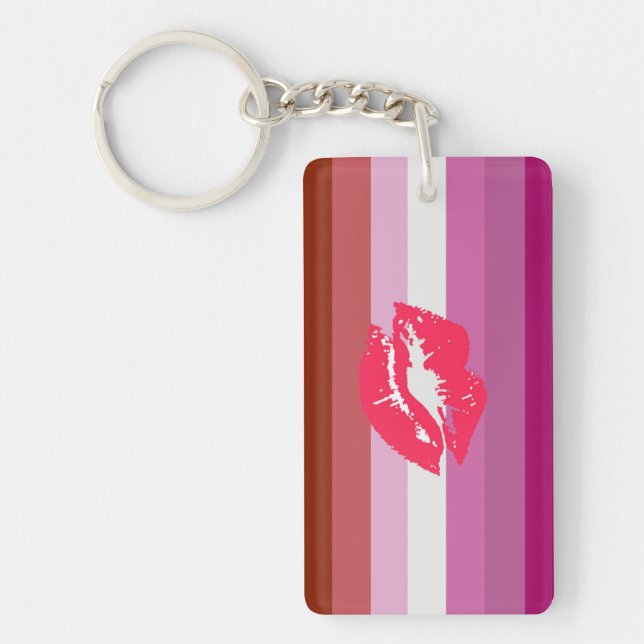 Lipstick Lesbian Pride Flag Key Ring (Front)