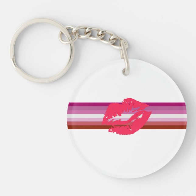 Lipstick Lesbian Pride Flag Key Ring (Front)