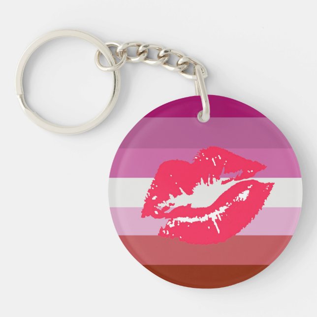 Lipstick Lesbian Pride Flag Key Ring (Front)