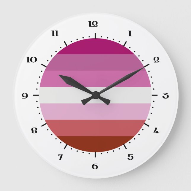 Lipstick Lesbian Pride flag Large Clock (Front)