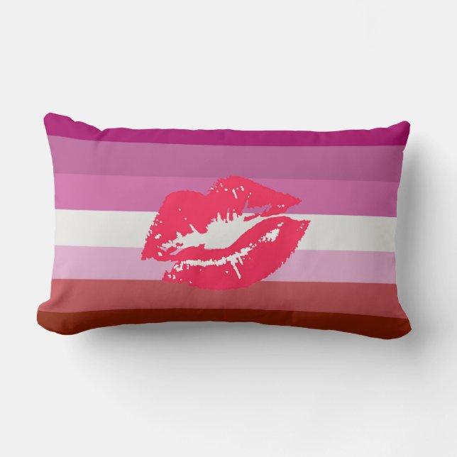 Lipstick Lesbian Pride Flag Lumbar Cushion (Front)