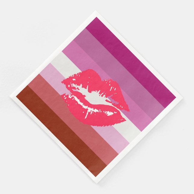 Lipstick Lesbian Pride Flag Napkin (Corner)