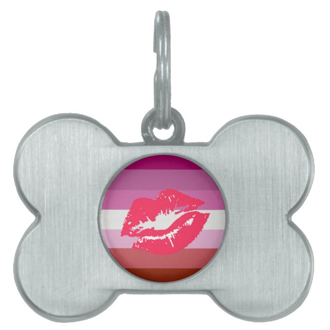 Lipstick Lesbian Pride Flag Pet ID Tag (Front)