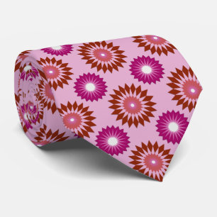 Lipstick lesbian pride flag / pink flower pattern tie