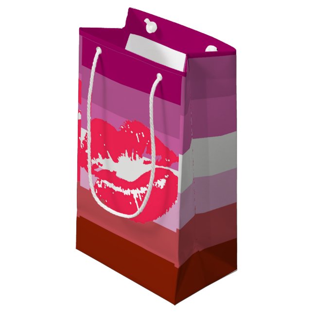 Lipstick Lesbian Pride Flag Small Gift Bag (Front Angled)
