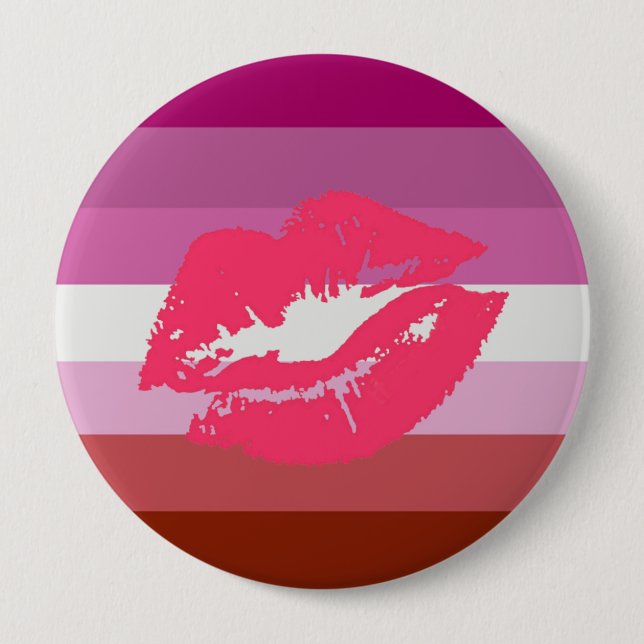 LIPSTICK LESBIAN PRIDE FLAG STRIPES DESIGN - 2014 10 CM ROUND BADGE (Front)