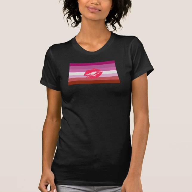 Lipstick Lesbian Pride Flag T-Shirt (Front)