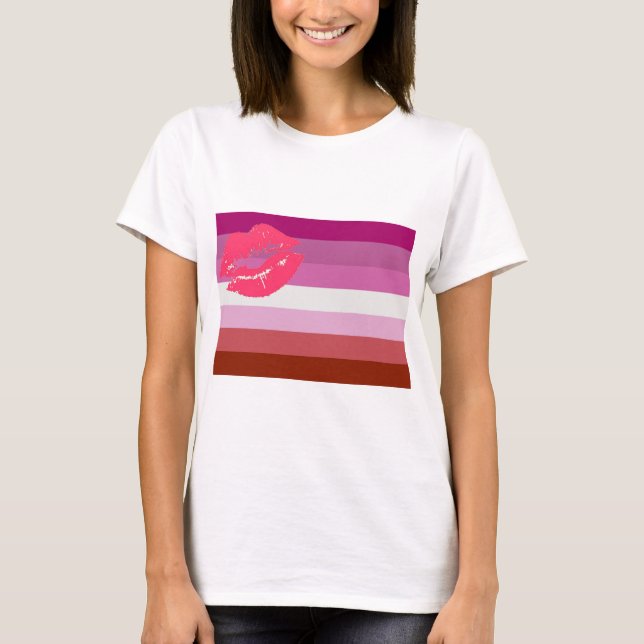 Lipstick Lesbian Pride Flag T-Shirt (Front)