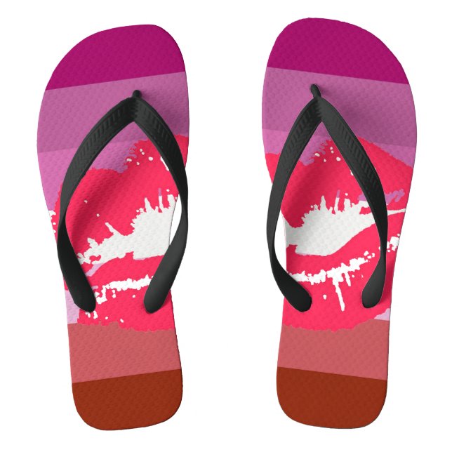 Lipstick Lesbian Pride Flag Thongs (Footbed)
