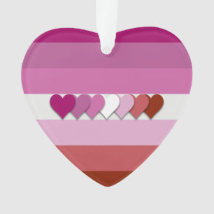 Lipstick lesbian pride heart design ornament