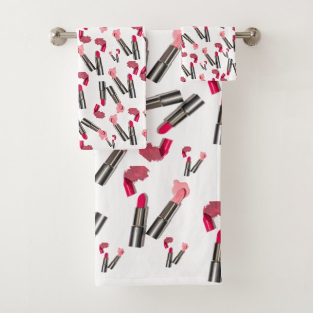 Lipstick Lips Bathroom Towel Sets (Insitu)