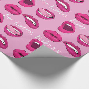 lipstick lips hot pink  gift wrap customisable