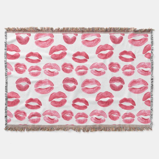 Lipstick Lips Throw Blanket (Front)