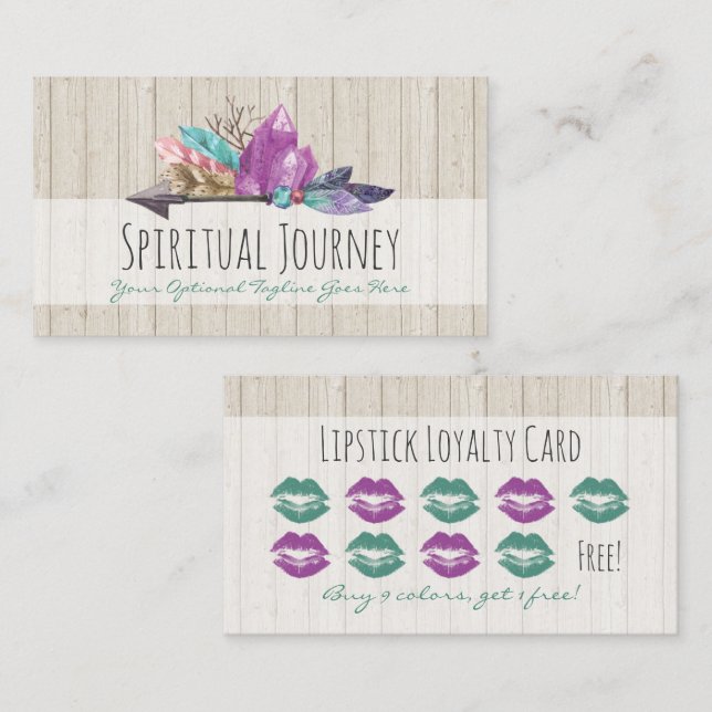 Lipstick Loyalty Rustic Bohemian Crystals Kiss Card (Front/Back)