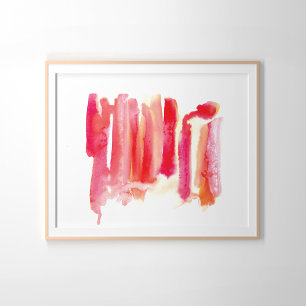 Lipstick Memories Watercolor Wash Pink Red Poster