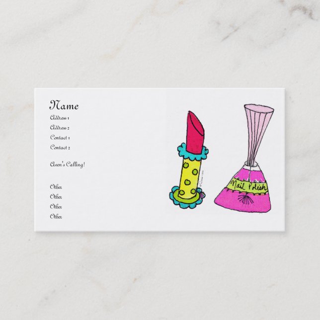 Lipstick & Nail Polish Business Cards (Front)