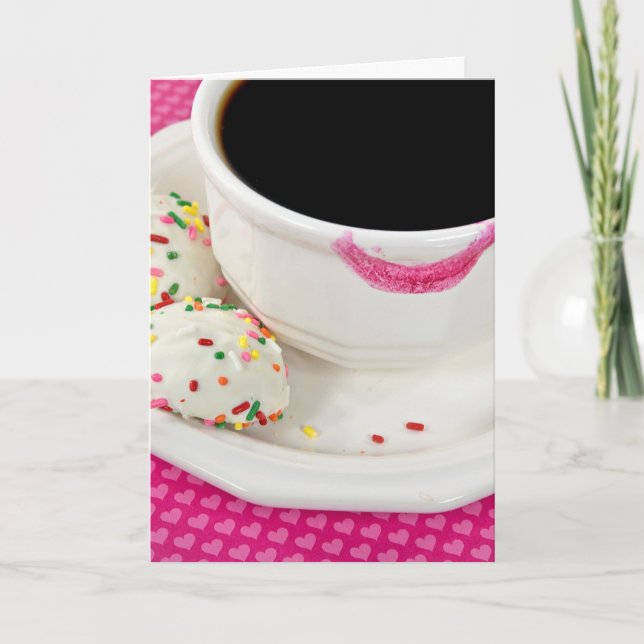 lipstick on coffee cup with cookies card (Front)