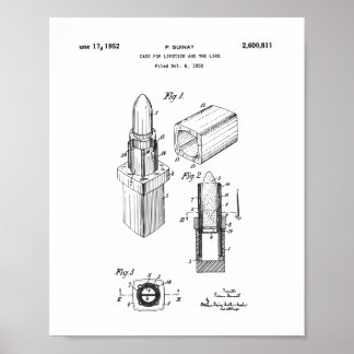 Lipstick Patent Drawing, Women's Bedroom Decor