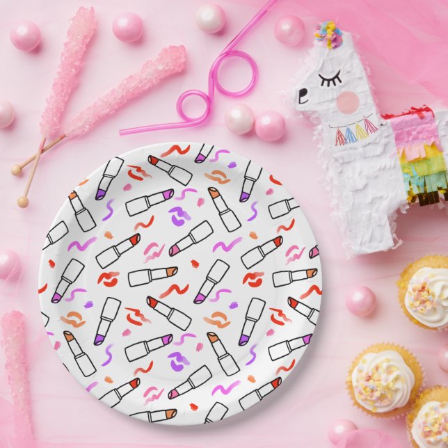 Lipstick Pattern Paper Plate (Party)
