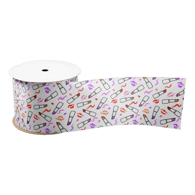 Lipstick Pattern Satin Ribbon (Spool)