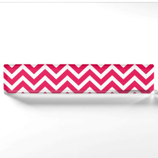 Lipstick Pink and White Chevron Zig Zag Nameplate