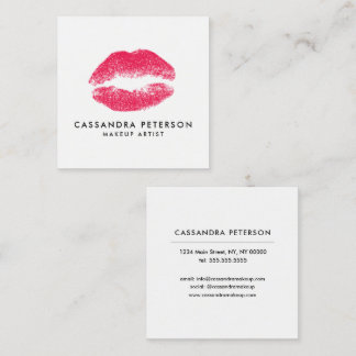 Lipstick Print Makeup Artist Minimalist Square Square Business Card
