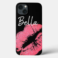 Lipstick print pink lip stain black white cute