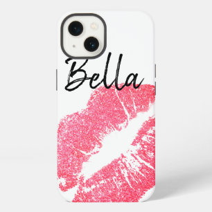 Lipstick print pink lip stain black white cute iPhone 13 case