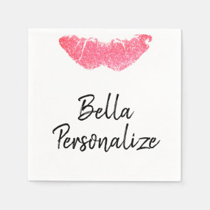Lipstick print pink lip stain napkin