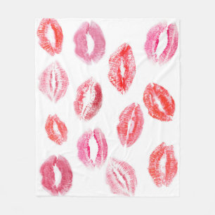 Lipstick prints: diverse women's lips. fleece blanket