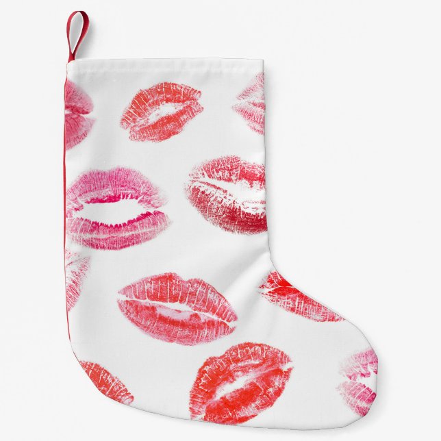 Lipstick prints: diverse women's lips. small christmas stocking (Front)