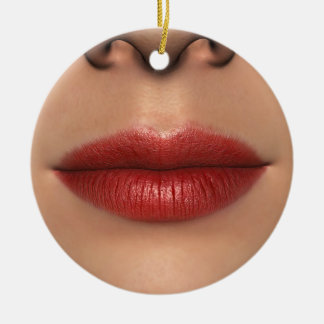 Lipstick Red Female Lips Close up Ceramic Ornament