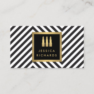 Lipstick Trio Logo Black/White Pattern Beauty Business Card