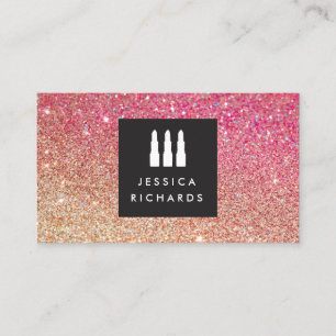 Lipstick Trio Logo Makeup Artist Glitter Ombre II Business Card