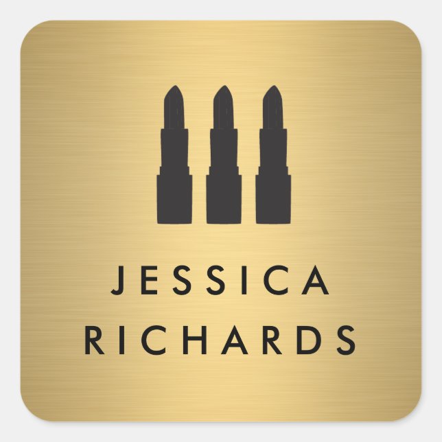 Lipstick Trio on Faux Gold Makeup Artist Stickers (Front)