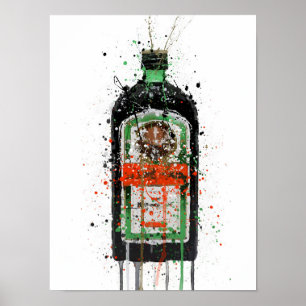 Liqueur Bottle Wall Art Print 'Green Ink'