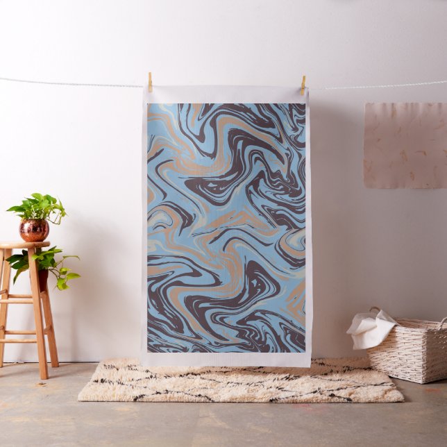 Liquid Abstract Blue Pattern Textile Fabric (In Situ)