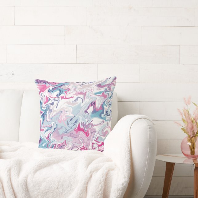 Liquid Acrylic Fluid Art Throw Pillow – Abstract  (Couch)