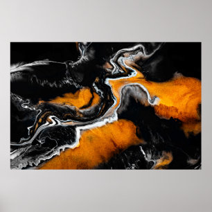 Liquid acrylic picture with artistic mixed paints poster