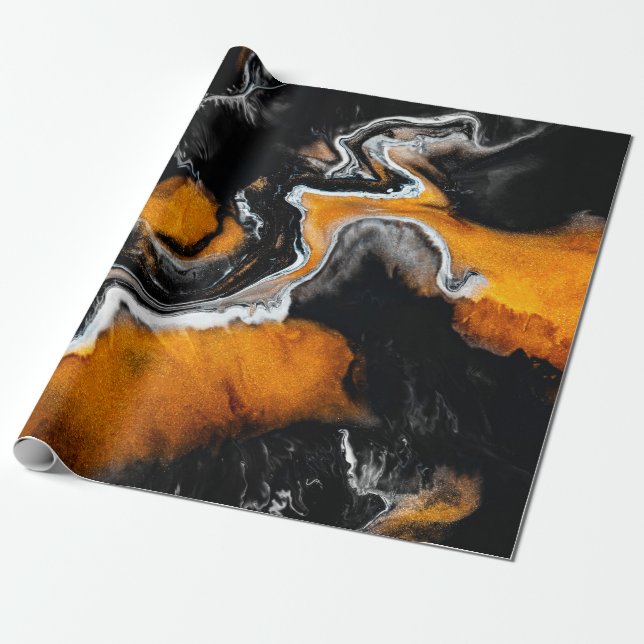 Liquid acrylic picture with artistic mixed paints wrapping paper (Unrolled)