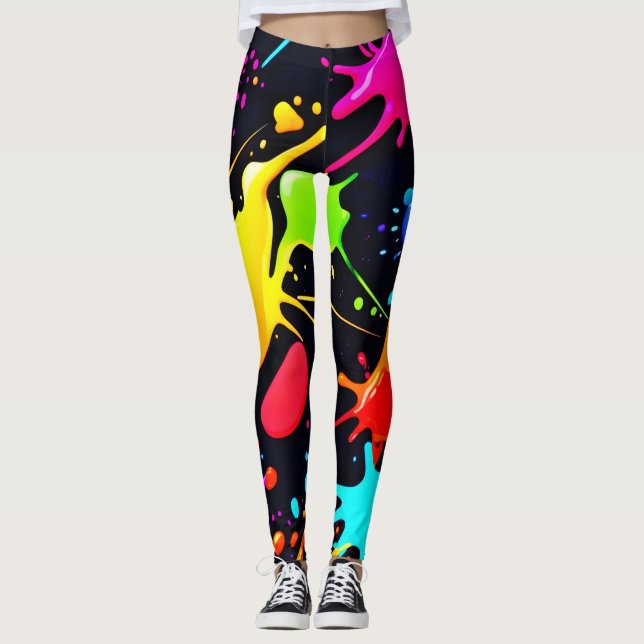 Liquid Art: Dynamic & Vibrant Leggings (Front)